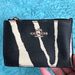 Coach Zebra canvas minimal keychain wallet